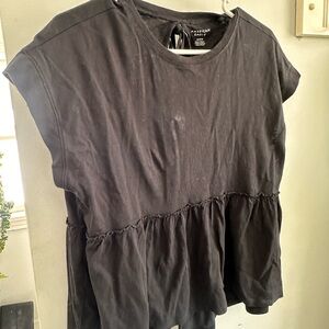 American Eagle Outfitters Black Short Sleeve Peplum Top